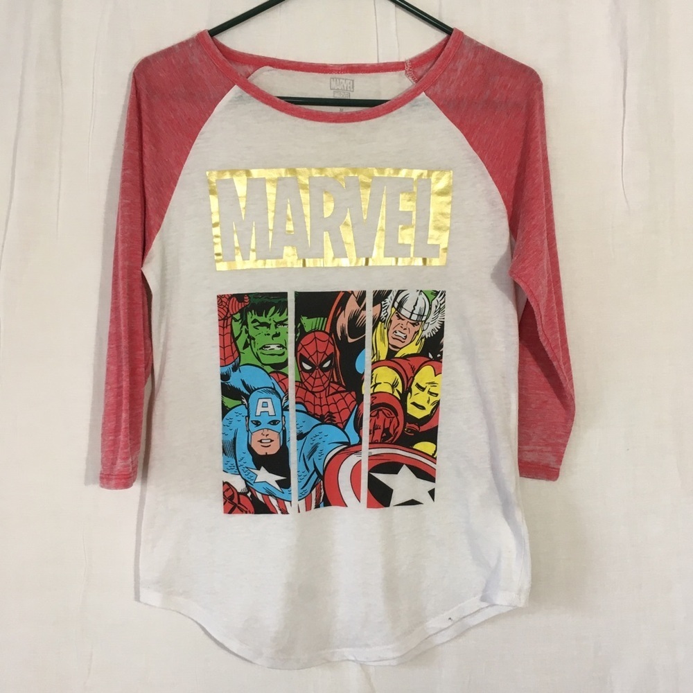 Marvel Raglan Superhero Graphic‎ Tee Vintage Vibes